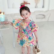 子供服 ワンピース 韓国子ども服 キッズ 女の子 夏服 半袖ワンピース 花柄 綿 子供ドレス