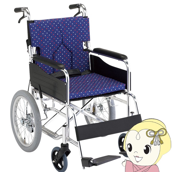 車椅子 介助式車椅子 折りたたみ 背折れ 車いす モジュールタイプ ドットネイビー マキテック SMK30-40