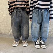【2023秋新作】韓国子供服 子ども服 デニムパンツ ゆったり 男の子 女の子 ロングパンツ かっこいい