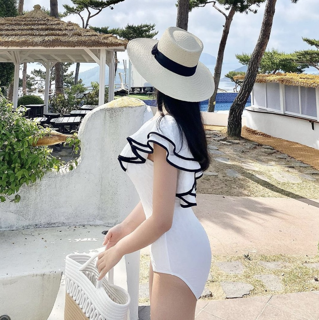 大人可愛い ダブル フリル バックオープン ワンピース水着☆ | 卸売