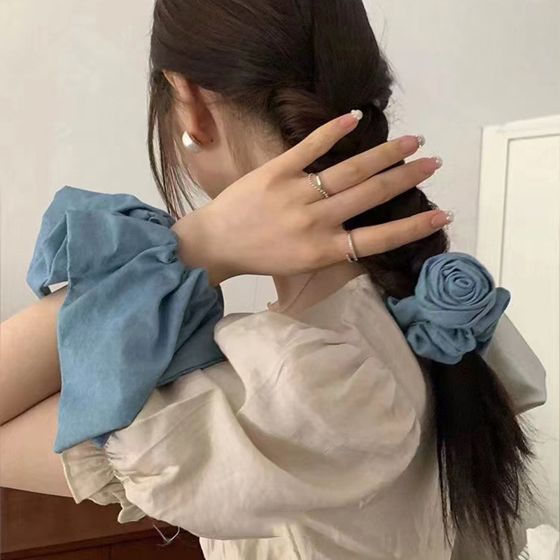 シュシュ　ヘアアクセサリー　デザイン　レディース　髪飾り　デニム