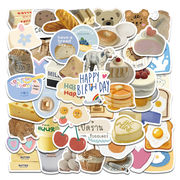 63枚 かわいい バター ケーキ デザート パン 牛乳 ステッカー DIY 手帳ステッカー 手工芸品