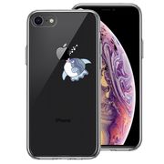 iPhone8 側面ソフト 背面ハード ハイブリッド クリア ケース マンボウ りんごに チュッ