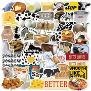 50枚 牛 バター チーズ シール 手帳ステッカー  日記ジャーナル装飾用品 DIYステッカーパック