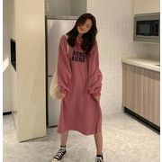 ロングワンピース　ワンピース　パーカー　長袖　春秋新作　カレッジスタイル