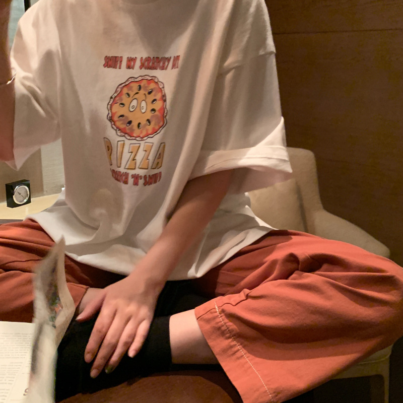 PizzaTシャツ　ビンテージ　3XL　英文字　缶詰めオーバーサイズ　男女兼用　韓国ファッション