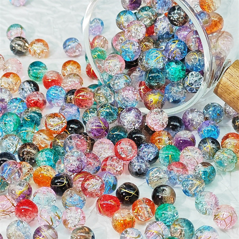 8-10mm ガラス ビーズ穴ありデコパーツDIY ビーズパーツ デコ素材 手芸 