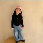 春秋新作    女の子 ニットトップ、 子供服、  ファッションフード付きセーター ★80-130