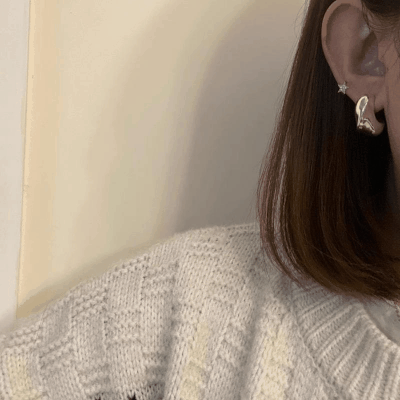 ヒップホップ シルバーS925ポストEarrings フックピアス シンプル 韓国風耳飾り 幾何学C型 アレルギー対応