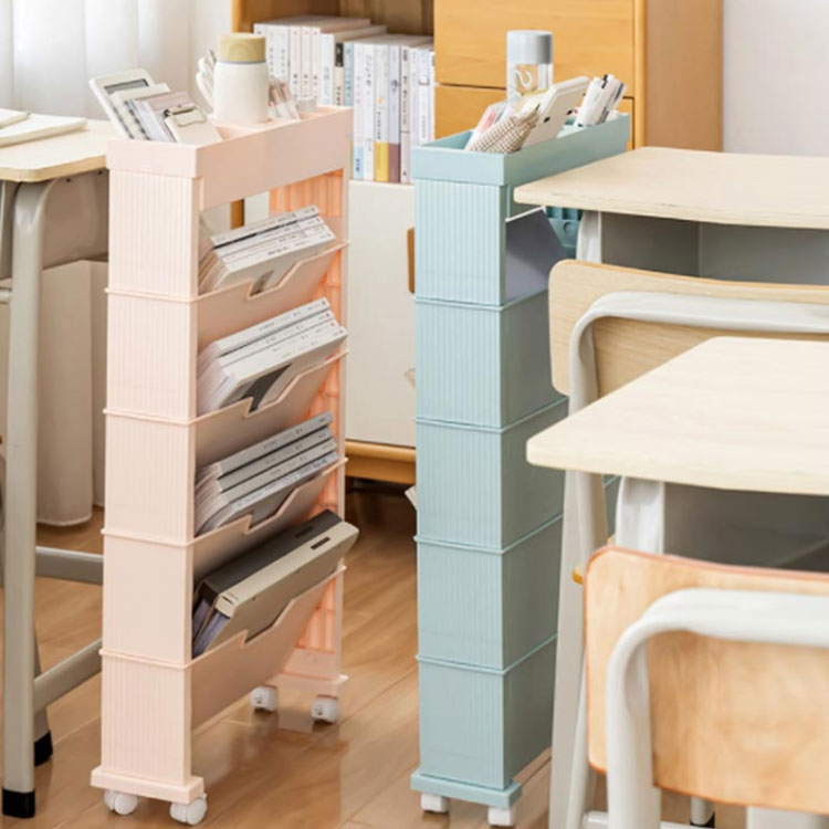 リプロダクト 5段トレイ キャスターワゴン ドロワー 収納家具 (ピンク