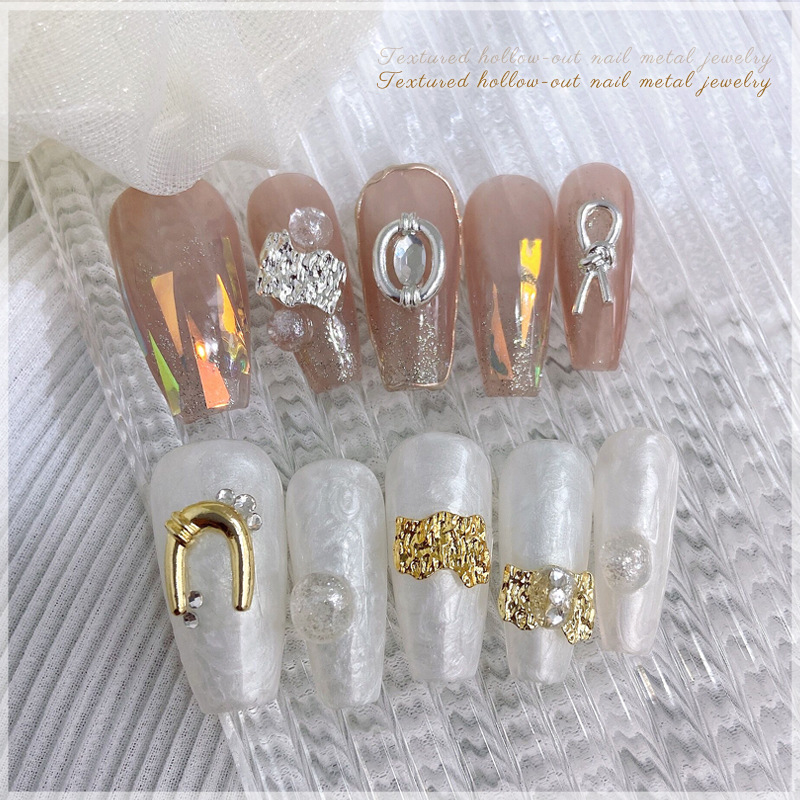 セルフネイル 9-10個入り 金属 りぼん ゴールド シルバー ネイル