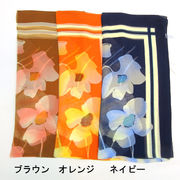 【スカーフ】【日本製】シルクシフォン・グランドポピー柄日本製大判スカーフ