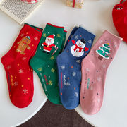 ソックス　靴下　ins風　レディース　韓国ファッション　サンタクロース　秋冬　クリスマス　4colors