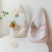 トートバッグ　帆布バッグ　ウサギ　猫　韓国ファッション　レディース　デザイン　2colors