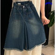 韓国子供服　ガールズ　ボトムス　ジーンズ　ワイドパンツ　スカートパンツ　デニム　90#-140#