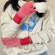手袋　レディース　韓国ファッション　デザイン　秋冬　ストライプ柄　28X11CM　全9色