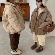 韓国風子供服、男の子、女の子、ベルベットと厚手の綿のコート、秋と冬のコート