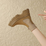 初回送料無料　新作　マーチンブーツ　マドレーヌ底ニットソックスブーツ　レーディスファション靴