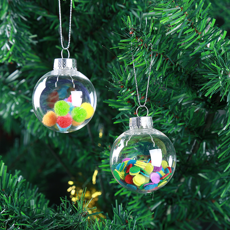 クリスマスオーナメントクリスマスツリー飾りストラッププラスチックボールLED透明クリスマスボール DIY