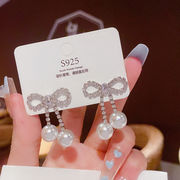 新作 真珠のイヤリング リボンチェリーピアス 女性のイヤリング 韓国ファッション