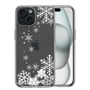 iPhone15 側面ソフト 背面ハード ハイブリッド クリア ケース 雪の結晶