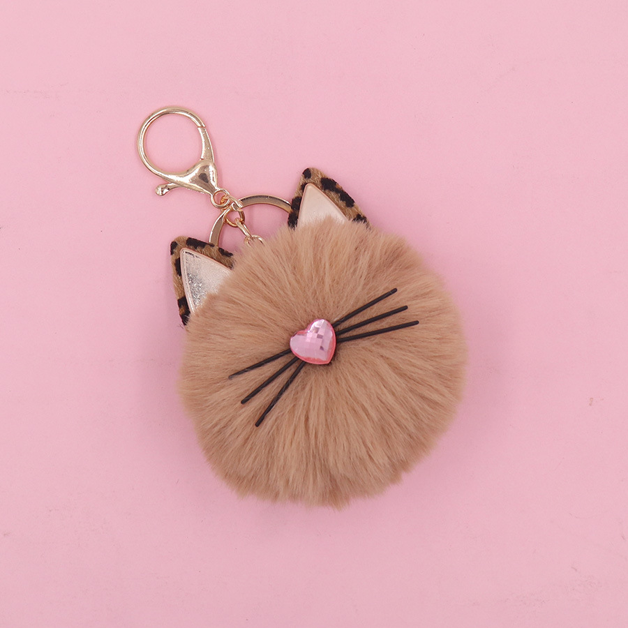 4色 ぬいぐるみキーホルダー かわいい猫のキーホルダー ヒョウ柄の猫耳