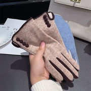 レディース手袋　薄手　バイカラー 　韓国ファッション　秋冬　デザイン　全8色