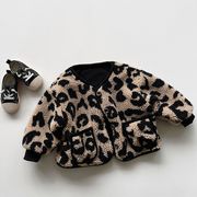 ★Girls★　子供コート　80~140　秋冬　レオパートファージャケット　韓国キッズファッション
