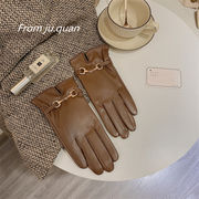 レディース手袋　韓国ファッション　秋冬　かわいい　PU　スマホ対応