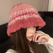 レディース帽子　シャギーバケットハット　ニット帽子　韓国ファッション　秋冬　6色