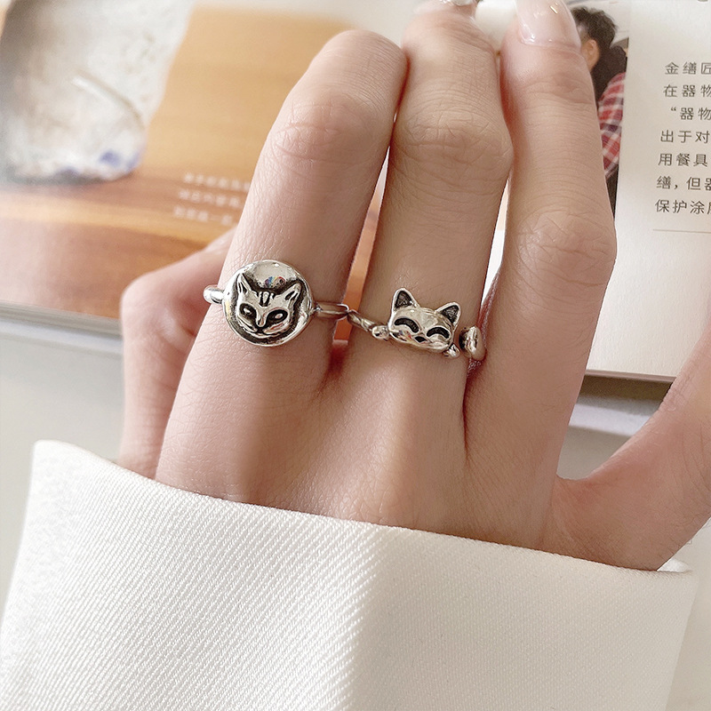 かわいい 猫の指輪 レディースファッション 指輪 リング  猫のアクセサリー