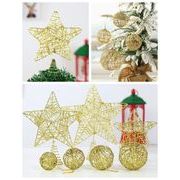 2023人気 クリスマスツリーの頂星金色の鉄の芸のきらめく粉の透かし彫りの星の針金の星の樹の頂飾り
