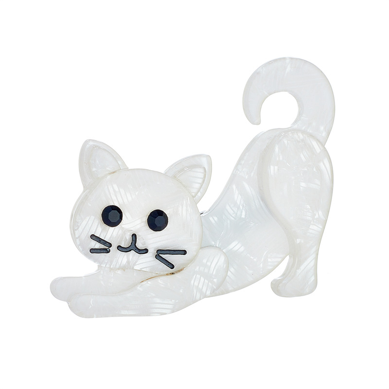 アクリル 猫のブローチ かわいい白猫 ブローチ コサージュピン 猫の 