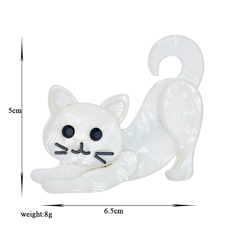 アクリル 猫のブローチ かわいい白猫 ブローチ コサージュピン 猫の
