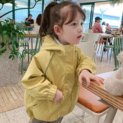 ガールズコート2022年春新しいフード付きジャケット中小子供用韓国の春と秋のコート