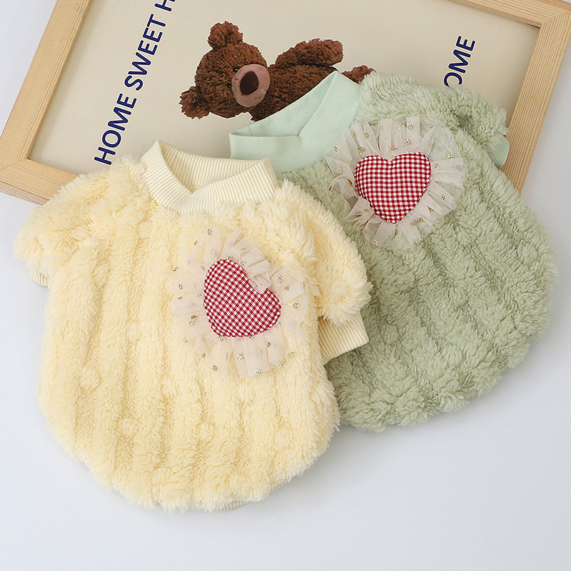 グリッドセーター｜秋冬用ラウンドネックペット服（レース刺繍・二本足タイプ）　ペット用品 　直送