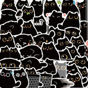 50枚 可愛い黒猫ステッカー シール 手帳ステッカー  日記ジャーナル装飾用品  DIYステッカーパック