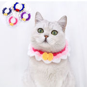 ペット用品手編みウールカラー弓猫犬よだれかけ調節可能なカラー誕生日唾液タオル