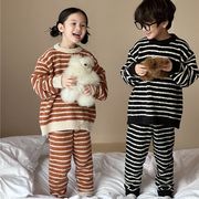 ★Girls＆Boys★　子供パジャマ　90~140cm　ボーダーライン上下セット　韓国キッズファッション