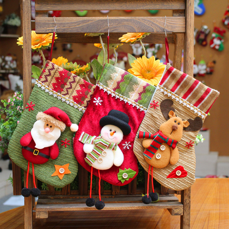 クリスマスデコレーション用品、フランネル、かわいいクリスマスソックス、クリスマスギフトバッグ