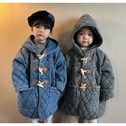 冬新作　韓国風子供服   デニム   コート   裹起毛  綿入れの着物  暖かい服    トップス  2色
