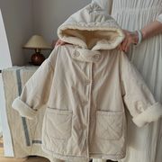 冬新作　韓国風子供服   裹起毛   暖かい服   ロング   コート   トップス      ファッション  2色
