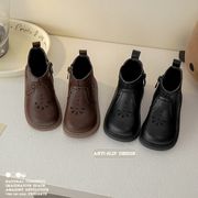 裹起毛  子供靴  キッズ 靴   ブーツ　シューズ  スクエアブーツ  韓国ファッション