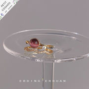 宝石 2連ダイヤリング 14Kメッキ 指輪 調整可能 アクセサリー  レディース 上品 韓国風