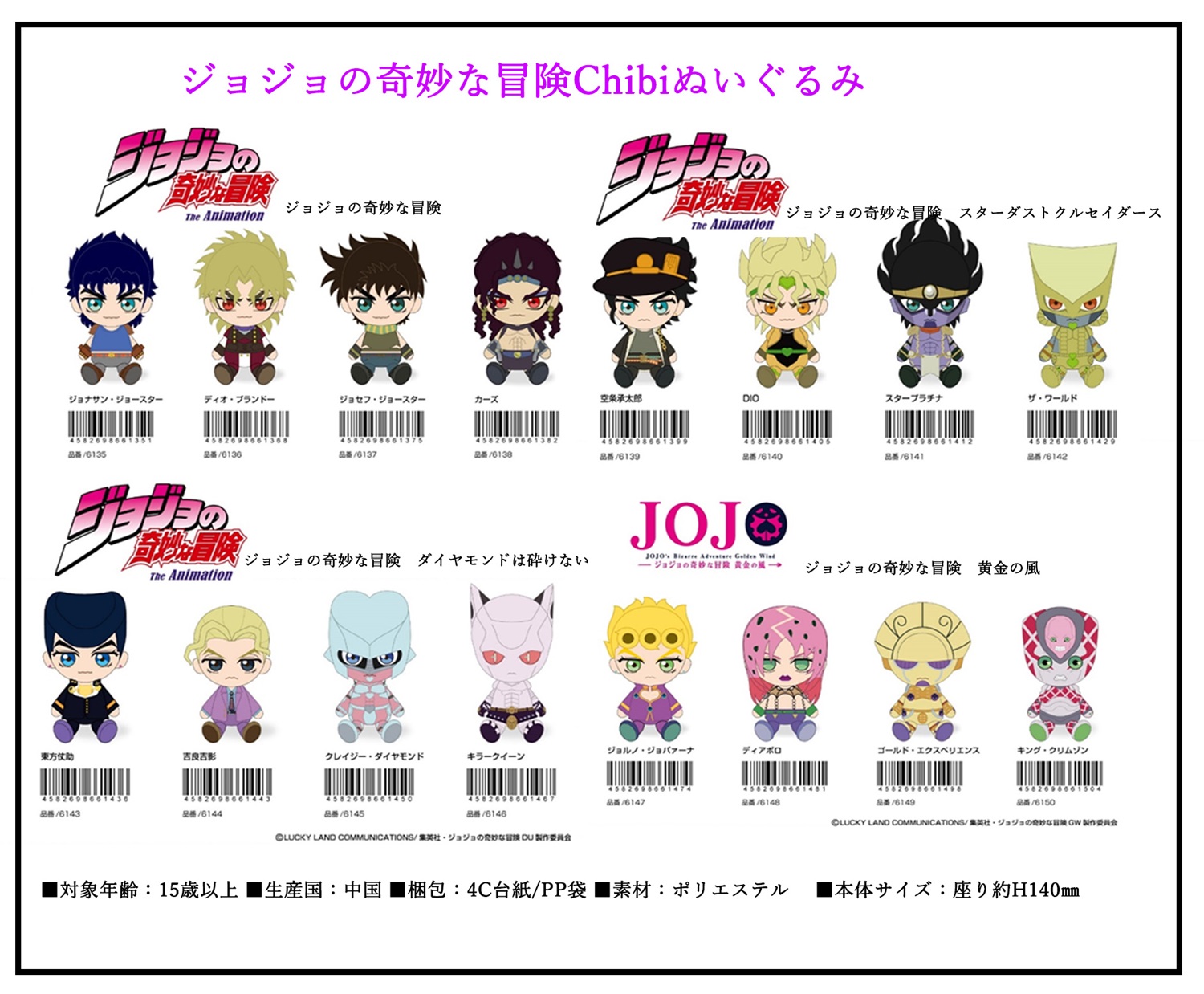 ジョジョの奇妙な冒険 Chibiぬいぐるみ ジョナサン・ジョースター - 作品別