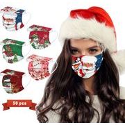 クリスマス 使い捨てマスク  フェイスマスク 花粉症対策   防塵    大人用 マスク mask 50個セット