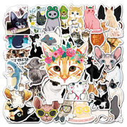 50枚/セット かわいい 猫のステッカー 猫アクセサリー diy装飾品 防水 漫画の猫柄手帳用シール 猫雑貨