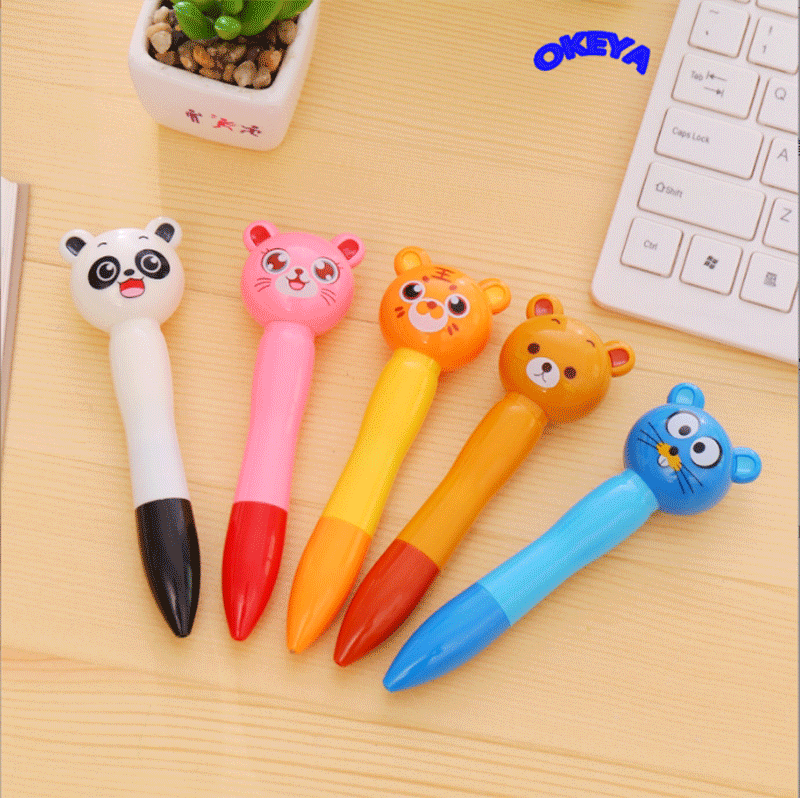 ボールペン　動物　可愛い　文房具　6色ボールペン　学生用品　事務用品　ペン　0.5mm　ランダム発送