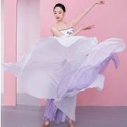 古典ダンス 衣装 スカート ダンスウェア ロング丈 720° 広がる 大きい裾 飄逸 古典ダンス バレエ  練習着