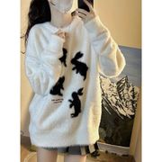 シャギーニットセーター　ウサギ　デザイン　レディース　韓国ファッション　かわいい